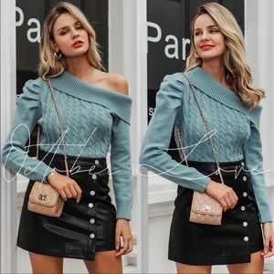 Off Shoulder Crochet Sweater